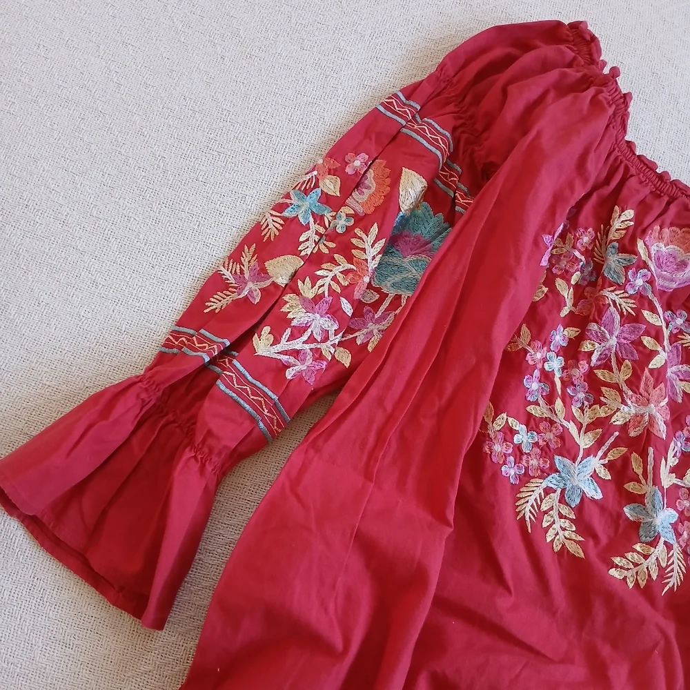 free people ♡ fleur du jour mini embroidered floral dress medium boho - Picture 3 of 13